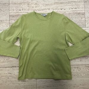 Pendleton women’s 100% cotton L scoop necked long sleeved green Tee shirt